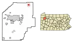 Location of Pleasantville in Venango County, Pennsylvania.
