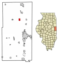 Location of Henning in Vermilion County, Illinois.