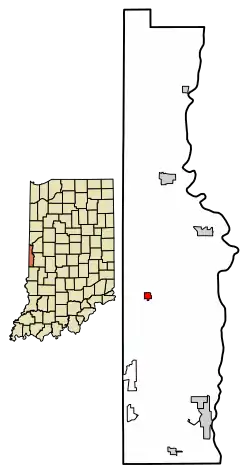 Location of Dana in Vermillion County, Indiana.