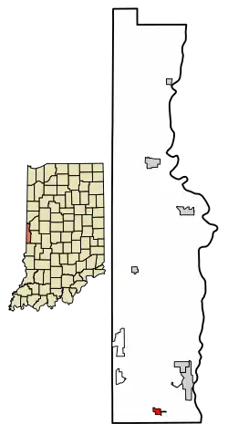 Location of Universal in Vermillion County, Indiana.