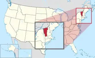 Location of Vermont within the United States
