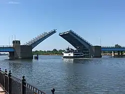Bay City's popular Princess Wenonah river cruise passing under the Veteran's Memorial Bridge