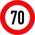 127: Maximum speed limit (70 km/h)