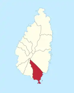 Location of Vieux Fort District within Saint Lucia