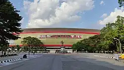 View of the front yard of Manahan Stadium