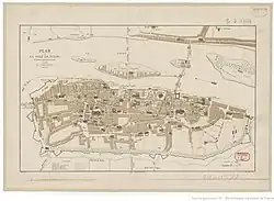 Plan by Eugène Giraudet [fr] in 1873: the unfinished bastions have disappeared.[Gt 5]