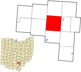 Location in Vinton County and the state of Ohio.
