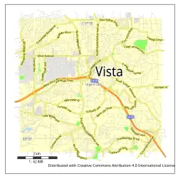 Vista city street map, California