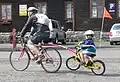 A complete child's bike converted into a trailer bike