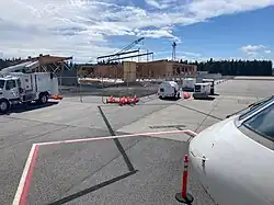 WYS airport new terminal construction taken from the tarmac on deplaning