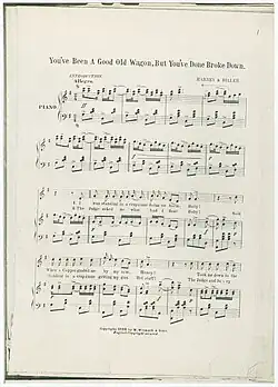A page from the 1896 sheet music, published by M. Witmark & Sons in New York City, New York
