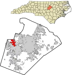 Location in Wake County and the state of North Carolina.