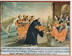 Charlemagne receives relics from Waldo of Reichenau, Münster Reichenau-Mittelzell [de], 18th century