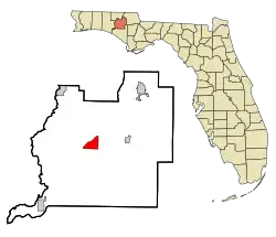 Location in Washington County and the state of Florida