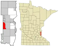 Location of the city of Oakdale within Washington County, Minnesota