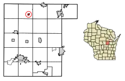 Location of Big Falls in Waupaca County, Wisconsin.