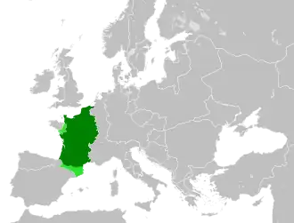 West Francia within Europe after the Treaty of Verdun in 843