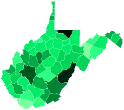 Support for Pritt by county:   >11%   10–11%   8–9%   7–8%   6–7%   5–6%   4–5%   3–4%   <3%