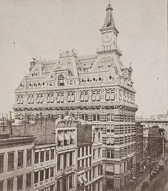 Image of the Western Union Telegraph Building, which was previously located on the site of 195 Broadway