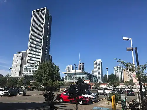 Northern and eastern facades of the skyscraper.