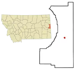 Location of Wibaux, Montana
