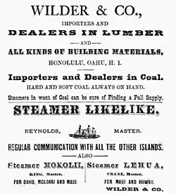 ad for lumber, coal, and steamship service