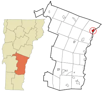 Location in Windsor County and the state of Vermont