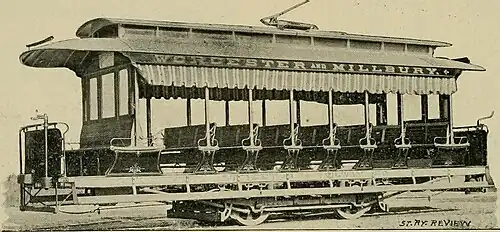 A small streetcar with one bogie