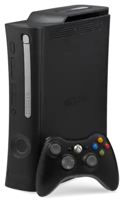 Xbox 360 Elite console with black wireless controller.