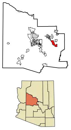 Location of Camp Verde in Yavapai County, Arizona