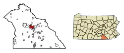 Location of York in York County, Pennsylvania.