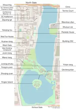 Zhongnanhai layout with English labels