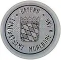 Registration seal, Mühldorf am Inn, pre-1994, Bavaria state arms monochrome