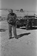 UNEF soldier with a land mine