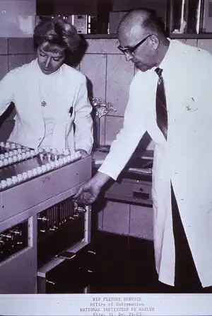 Technologists use a gamma counter to measure hormone concentrations in the blood and pituitaries using such methods as radio-immuno assays and competitive protein-binding assays.